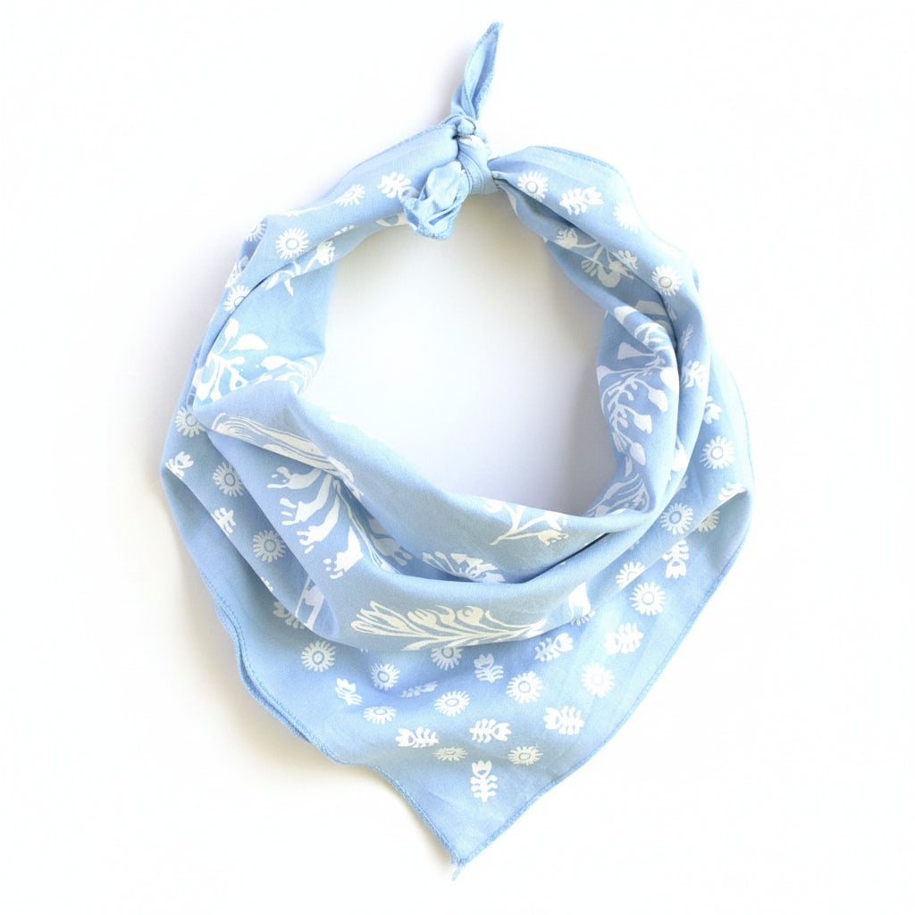 Light Blue Floral Bandana