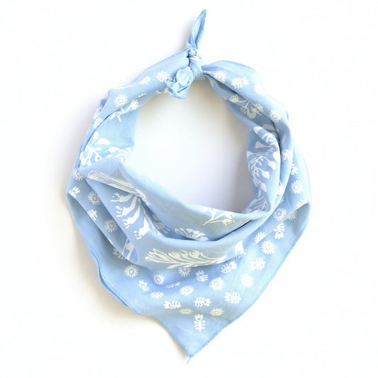 Light Blue Floral Bandana