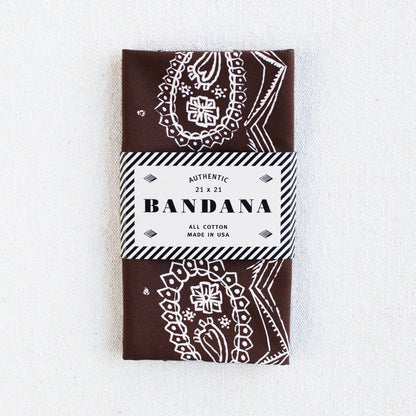 Brown Sketched Paisley Bandana