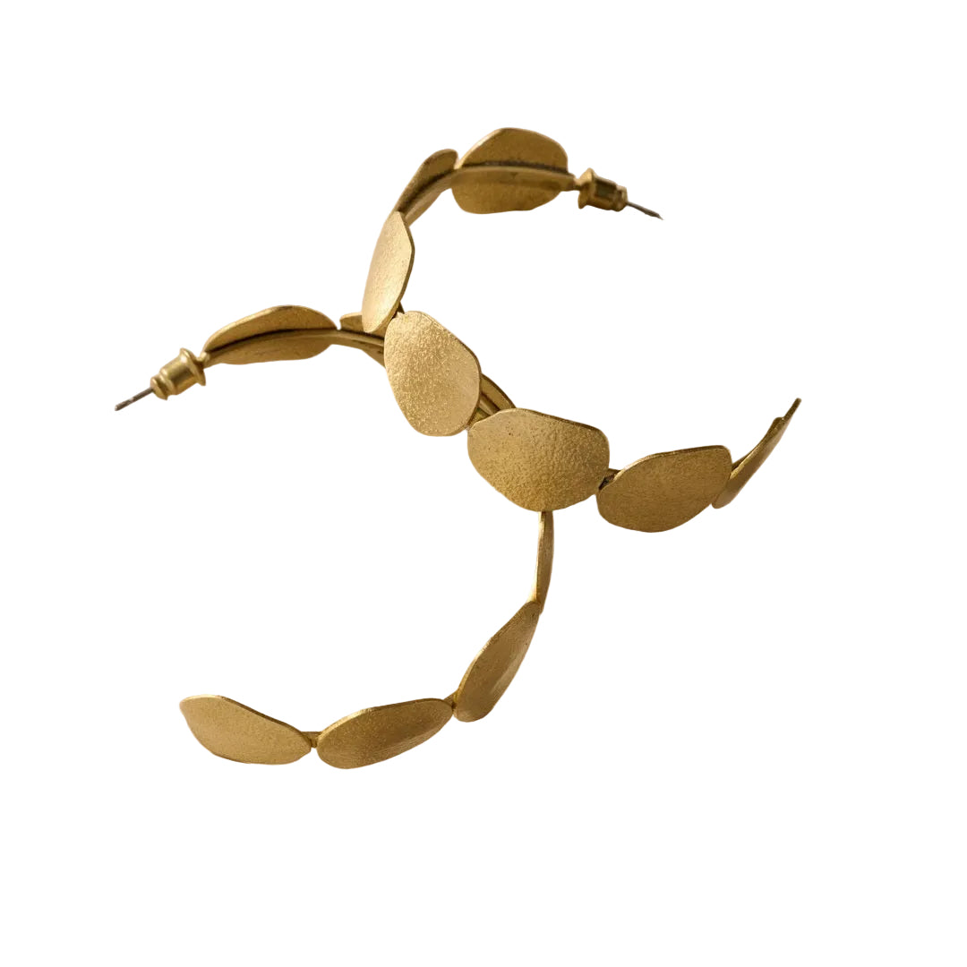 Yavi Hammered Brass Disc Earrings