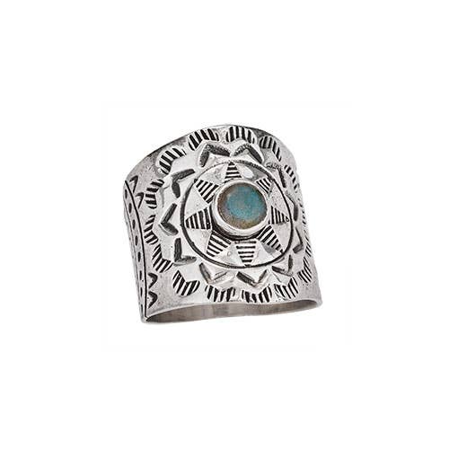 Blue Sunburst Labradorite Sterling Silver Ring
