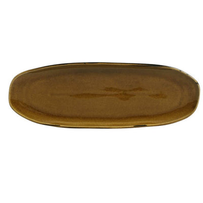 Shallow Amber Oval Platter Large