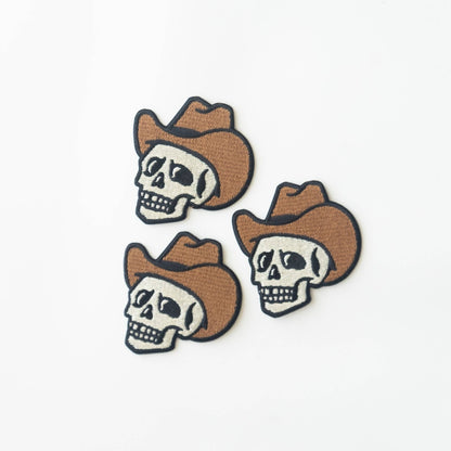 Cowboy Skull Embroidered Iron on Patch