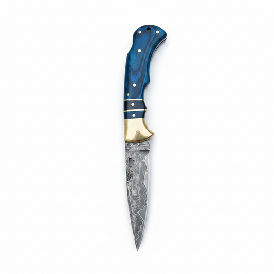 Blue Ridge Damascus Folding Knife