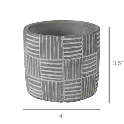 Crosshatch Cement Cachepot