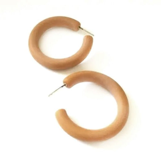 Matte Camel Lucite Hoop Earrings - Field Study