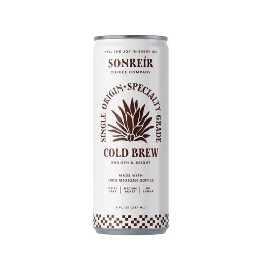 Sonreir Coffee Company cold brew coffee can.